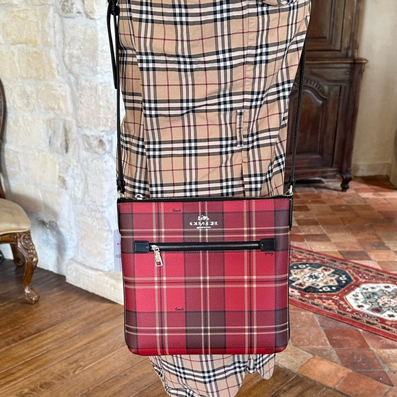 Coach Bag W/ Tartan Plaid Print Rowan File handbag purse NWT - Picture 1 of 10